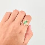 Anillo Mapa Esmeraldas 27pts 2.25g / T6 1/4 Oro Amarillo 18K