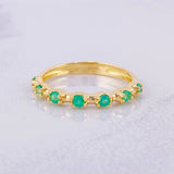 Anillo Linea Tupida Esmeraldas 22pts 2.3g / T7 1/4 Oro Amarillo 18K