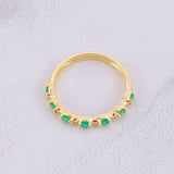 Anillo Linea Tupida Esmeraldas 22pts 2.3g / T7 1/4 Oro Amarillo 18K