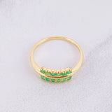Anillo Doble Linea Esmeraldas 37pts 2.6g / T7 1/4 Oro Amarillo 18K