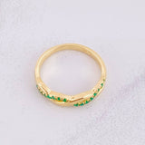 Anillo Entrelazado Esmeraldas 25pts 3.05g / T5 3/4 Oro Amarillo 18K
