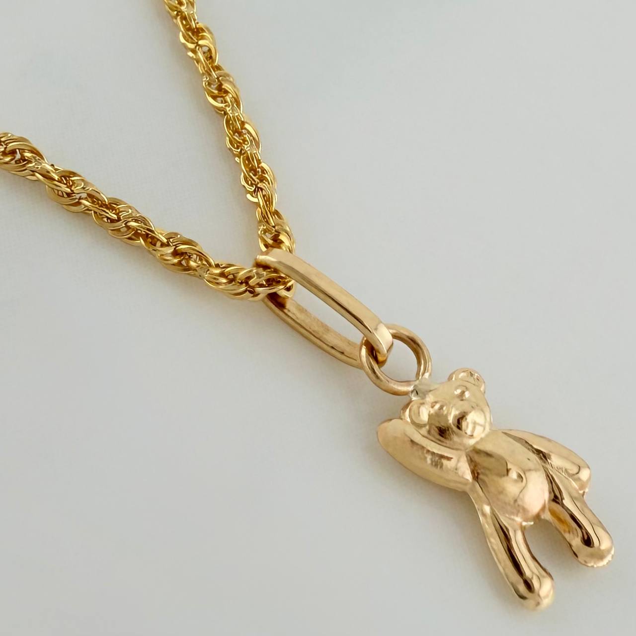 Set Cadena Lazo + Dije Oso / 1,2gr / 45.2 cm Oro Amarillo 18K