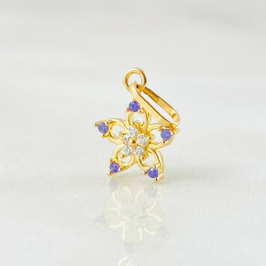 Dije Flor Cinco Petalos 0.5gr / 1.4cm / Oro Amarillo 18K *