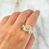 Anillo Flor De Lis Medusa 10gr / T10 / Circones Blancos Tres Oros ©
