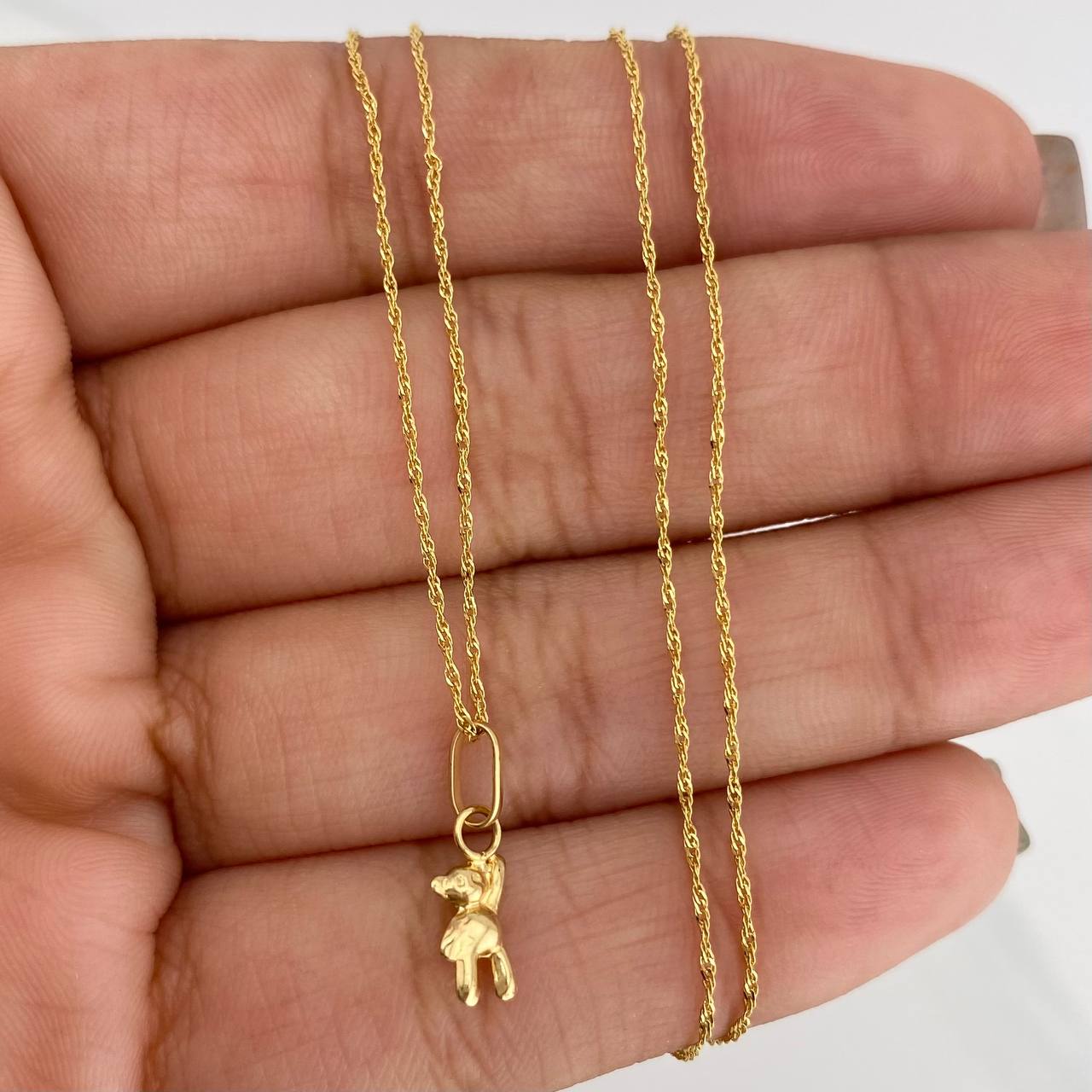 Set Cadena Singapur + Dije Oso / 1,15gr / 40.1 cm Oro Amarillo 18K