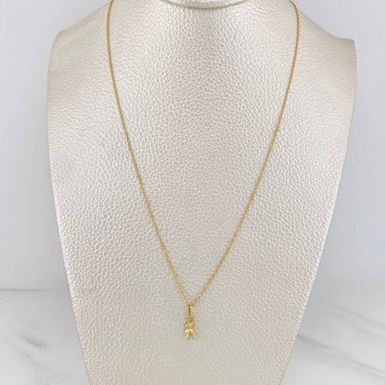 Set Cadena Singapur + Dije Oso / 1,25gr / 45 cm Oro Amarillo 18K