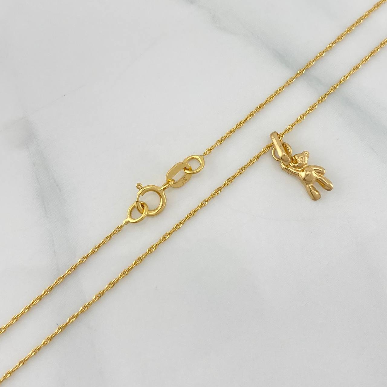Set Cadena Singapur + Dije Oso / 1,25gr / 40.1 cm Oro Amarillo 18K