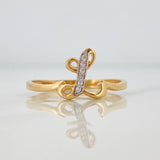 Anillo Letra L 1.8g / TT7 1/2 Dos Oros Amarillo Blanco 18K
