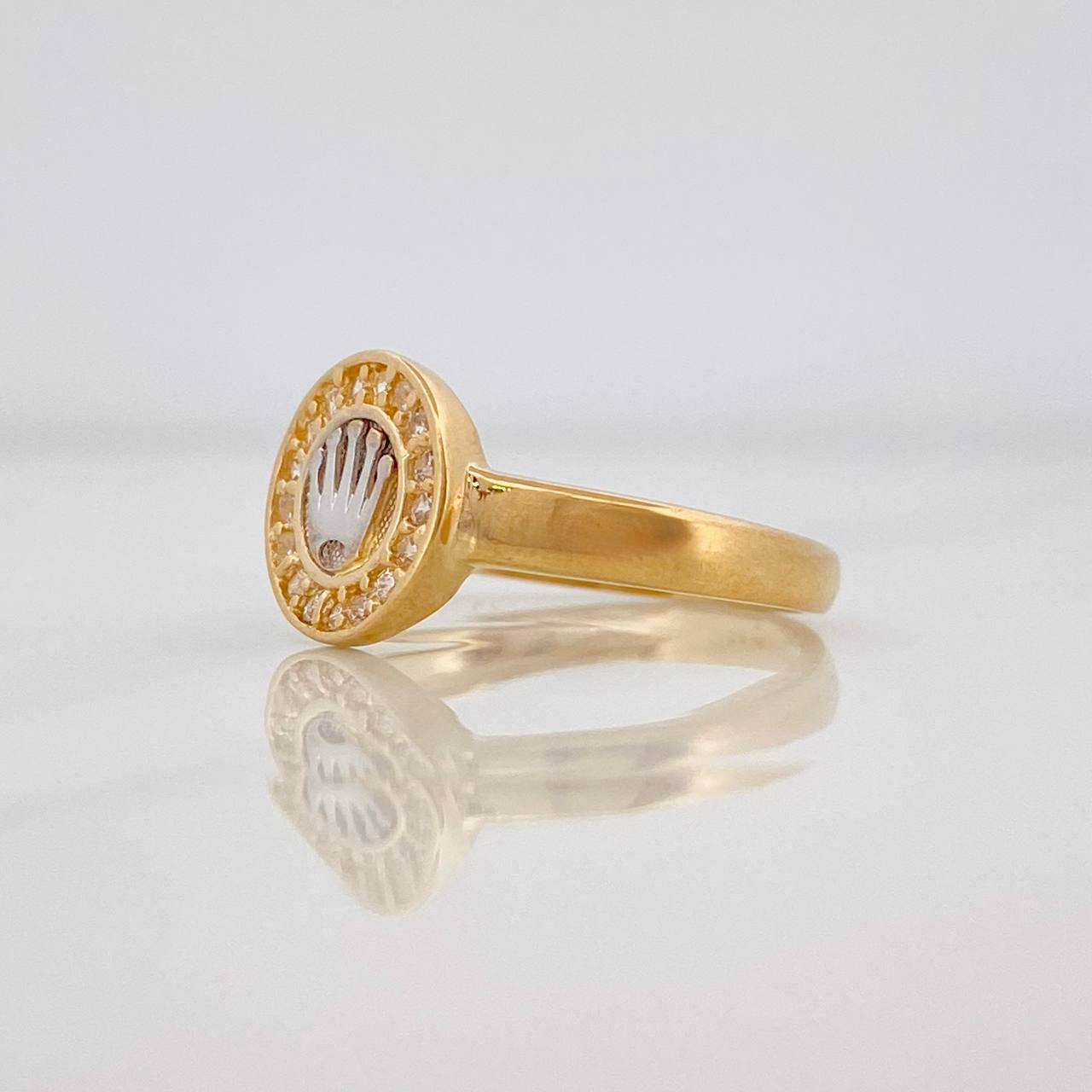 Anillo Corona 2.9g / TT6 1/4 Dos Oros Amarillo Blanco 18K