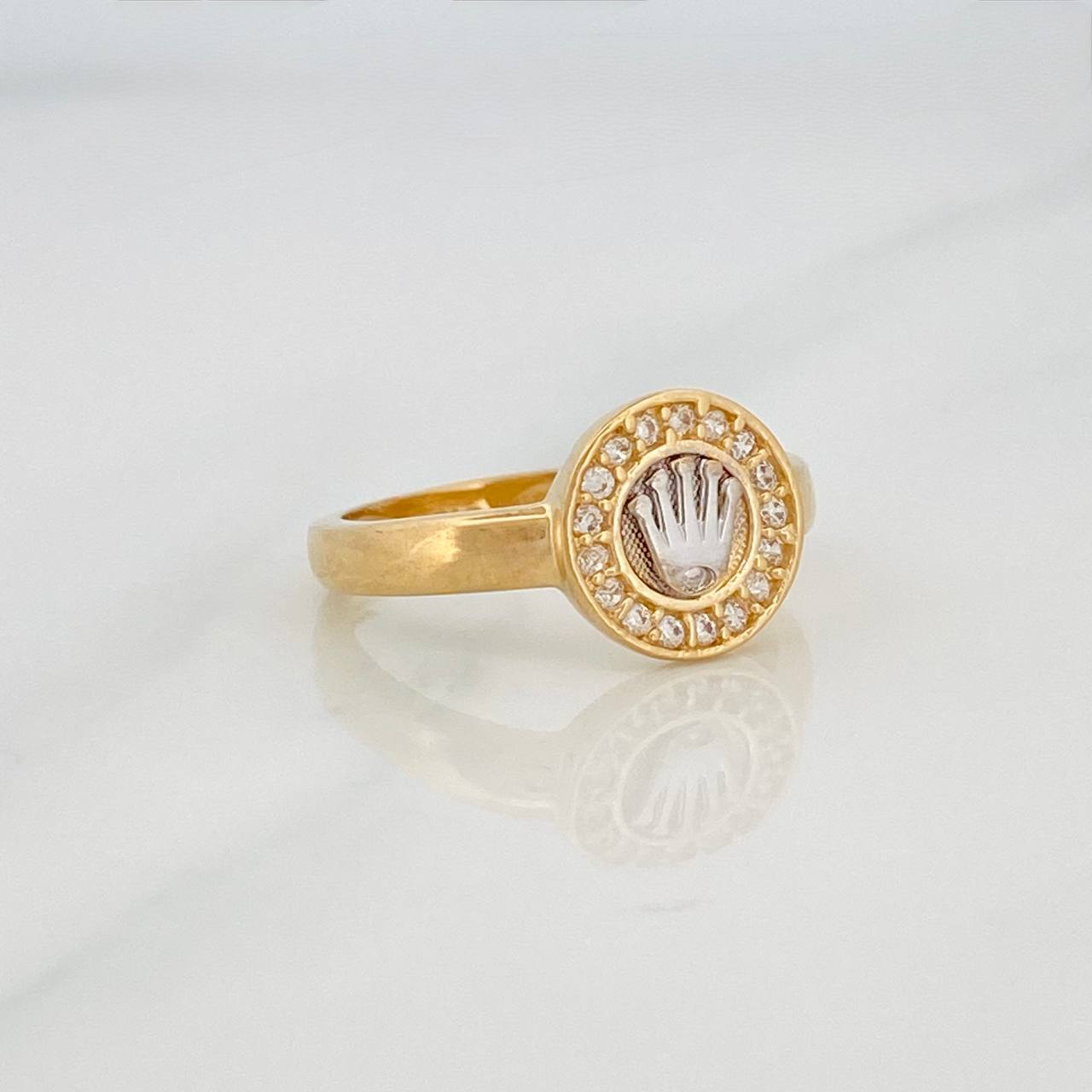 Anillo Corona 2.9g / TT6 1/4 Dos Oros Amarillo Blanco 18K