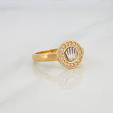 Anillo Corona 2.9g / TT6 1/4 Dos Oros Amarillo Blanco 18K