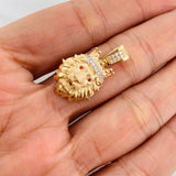 Dije León 3.7g / 2.6cm Dos Oros Amarillo Blanco 18K