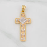 Dije Cruz Triangulo 2.6g / 3.4cm Dos Oros Amarillo Blanco 18K