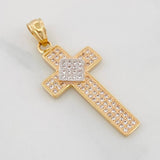 Dije Cruz Triangulo 2.6g / 3.4cm Dos Oros Amarillo Blanco 18K