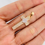 Dije Cruz Triangulo 2.6g / 3.4cm Dos Oros Amarillo Blanco 18K