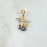 Dije San Miguel Arcangel 3.35gr / 2.6cm / Circones Blancos Oro Amarillo 18K