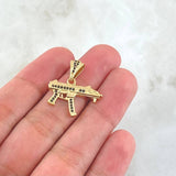 Dije Arma MP15 2.5gr / 2.4cm / Circones Negros Oro Amarillo 18K