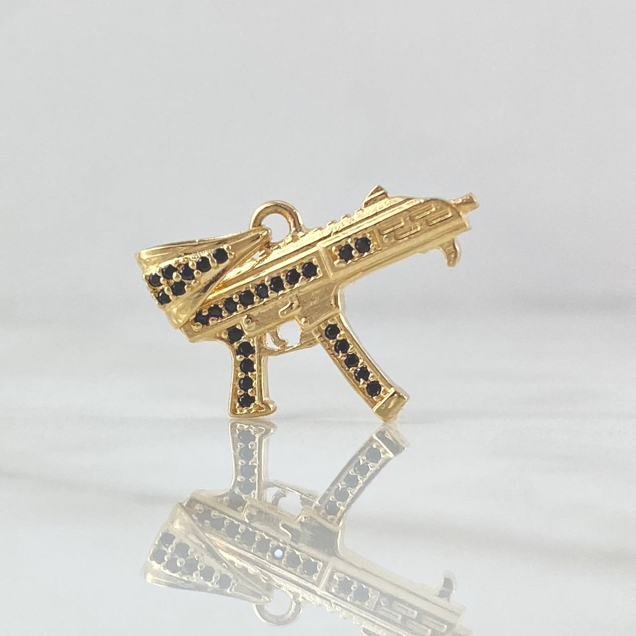 Dije Arma MP15 2.5gr / 2.4cm / Circones Negros Oro Amarillo 18K