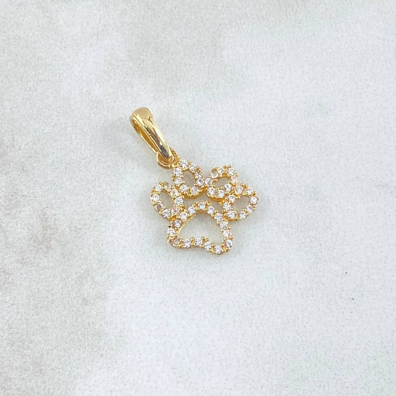 Dije Huella 0.9gr / 2cm / Circones Blancos Oro Amarillo 18K