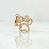 Dije Huella 0.9gr / 2cm / Circones Blancos Oro Amarillo 18K