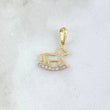 Dije Vaca Basteada 0.85gr / 2cm / Circones Blancos Oro Amarillo 18K