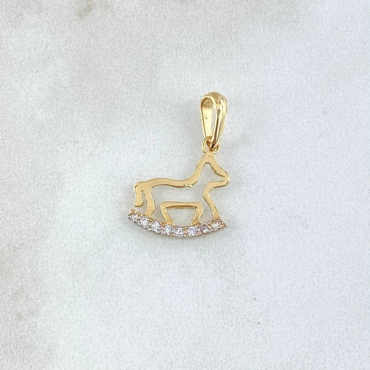 Dije Vaca Basteada 0.85gr / 2cm / Circones Blancos Oro Amarillo 18K
