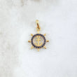 Dije Ancla Timón 1.7gr / 2.5cm / Circones Negros Oro Amarillo 18K