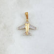 Dije Avión 1.35gr / 2.2cm / Circones Blancos Dos Oros Amarillo Blanco 18K