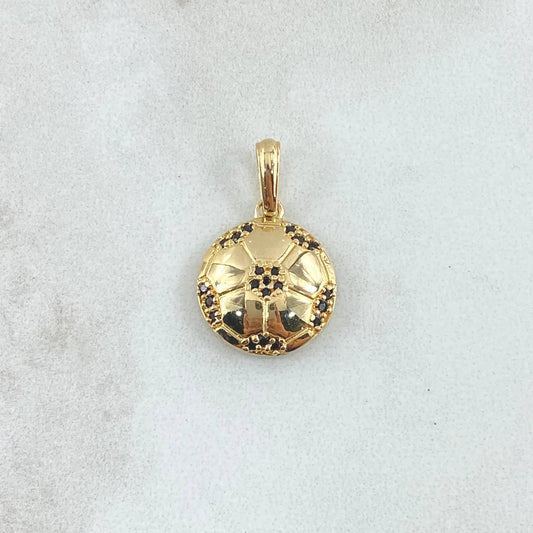 Dije Balón 2.5gr / 2.1cm / Circones Negros Oro Amarillo 18K