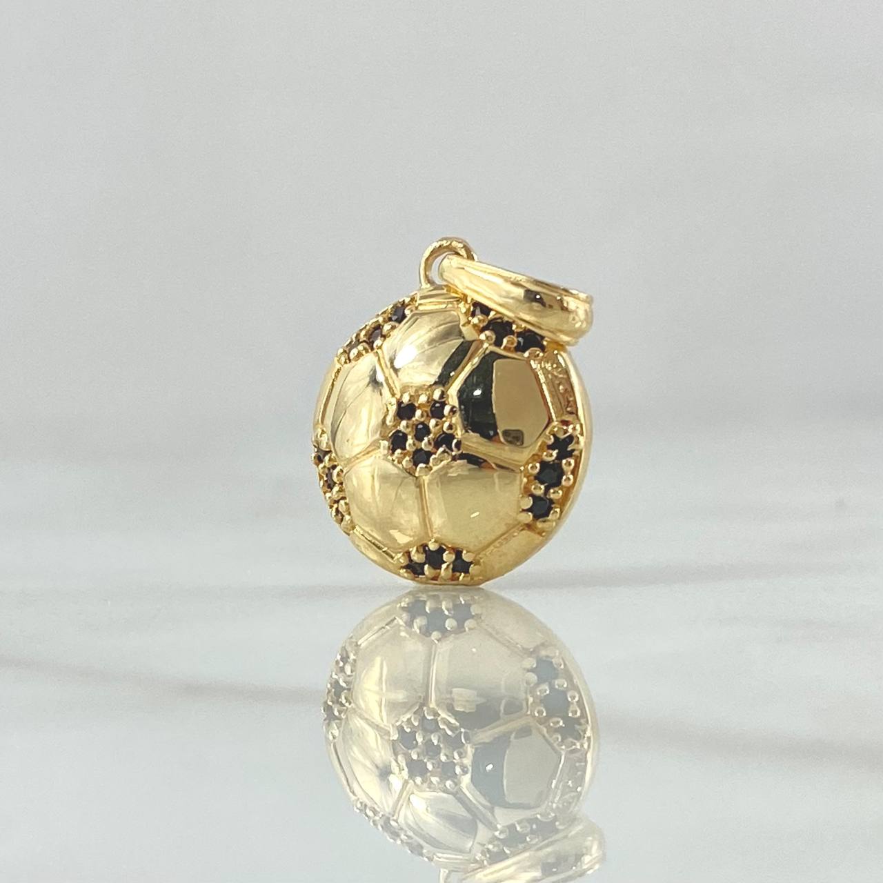 Dije Balón 2.5gr / 2.1cm / Circones Negros Oro Amarillo 18K