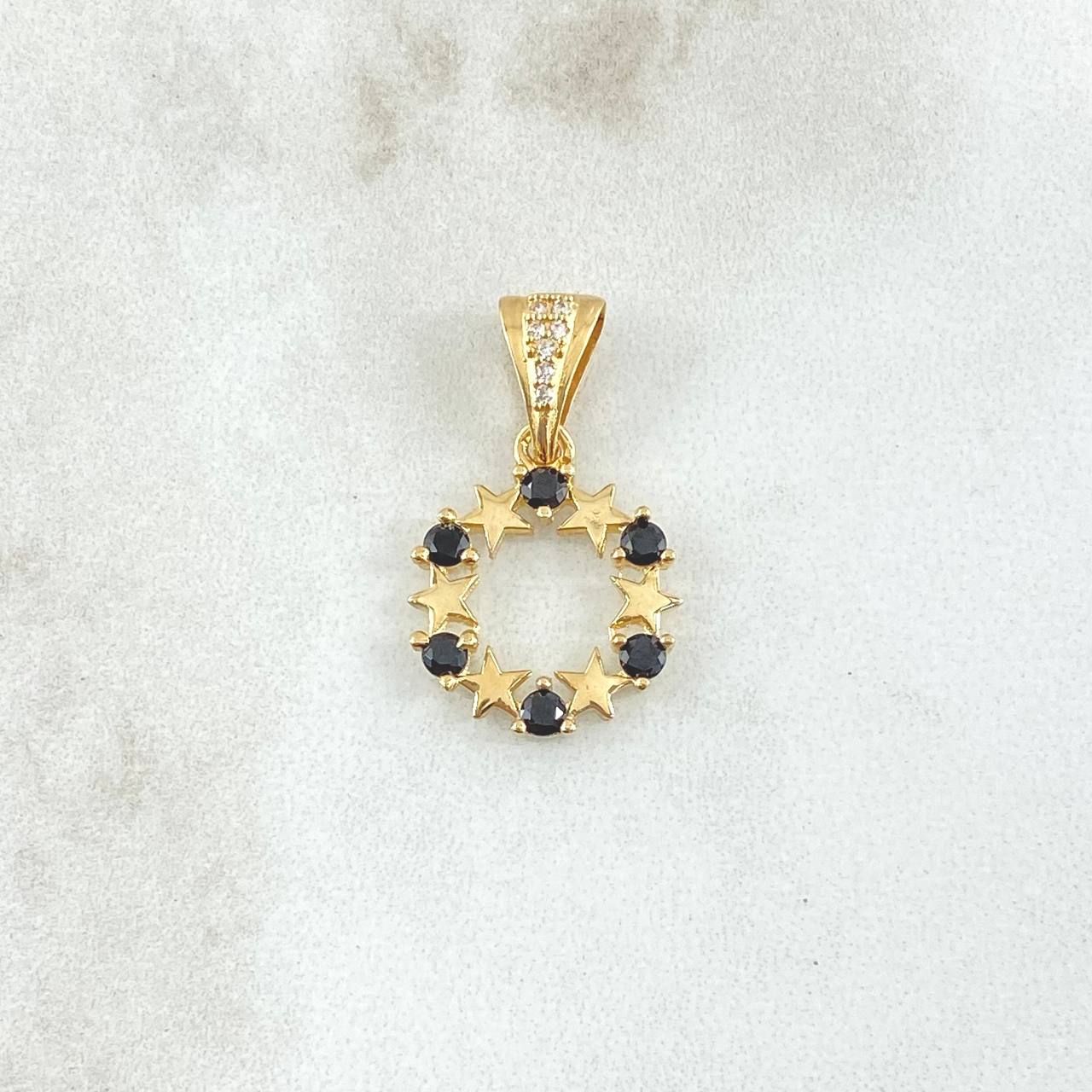 Dije Aro Estrellado 1.8gr / 2.5cm / Circones Blancos Negros Oro Amarillo 18K