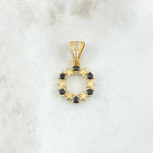 Dije Aro Estrellado 1.8gr / 2.5cm / Circones Blancos Negros Oro Amarillo 18K