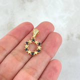 Dije Aro Estrellado 1.8gr / 2.5cm / Circones Blancos Negros Oro Amarillo 18K