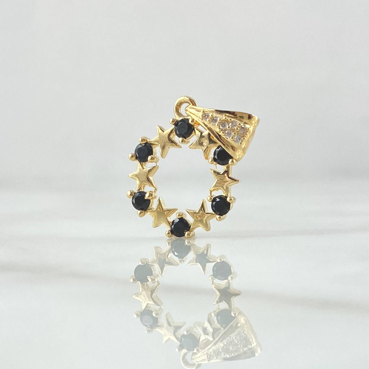 Dije Aro Estrellado 1.8gr / 2.5cm / Circones Blancos Negros Oro Amarillo 18K