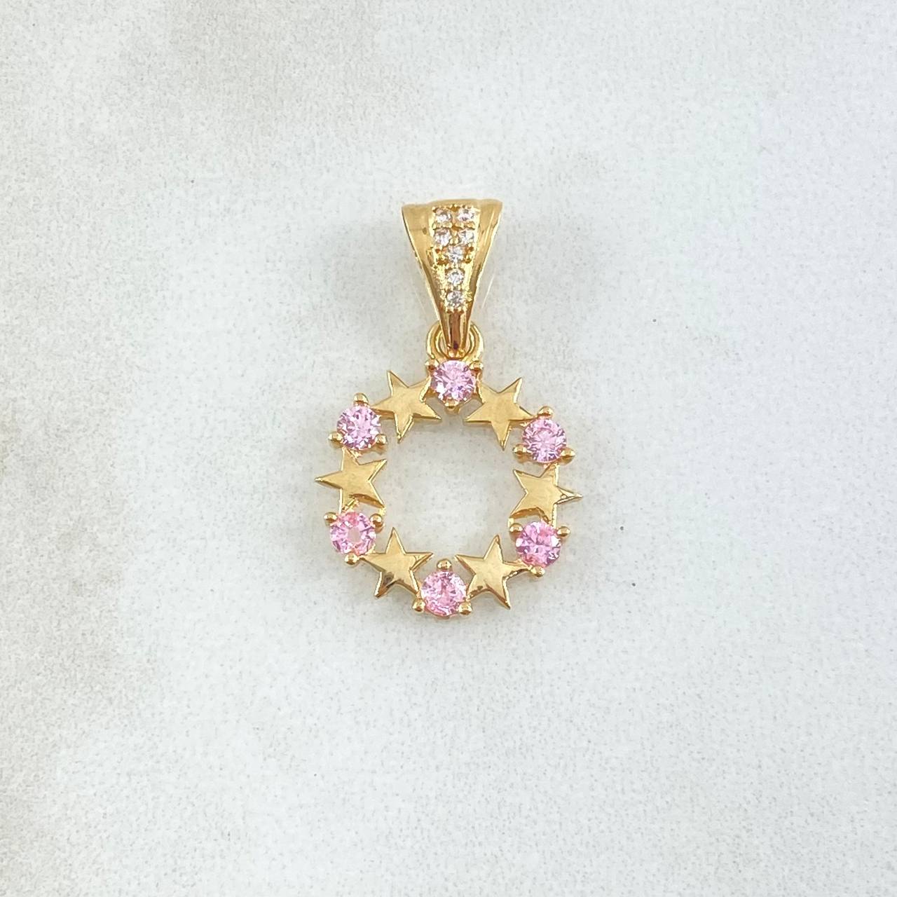 Dije Aro Estrellado 1.85gr / 2.5cm / Circones Blancos Rosa Oro Amarillo 18K