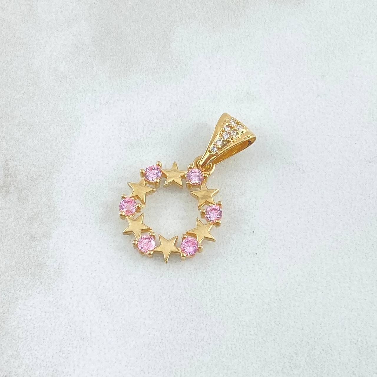 Dije Aro Estrellado 1.85gr / 2.5cm / Circones Blancos Rosa Oro Amarillo 18K