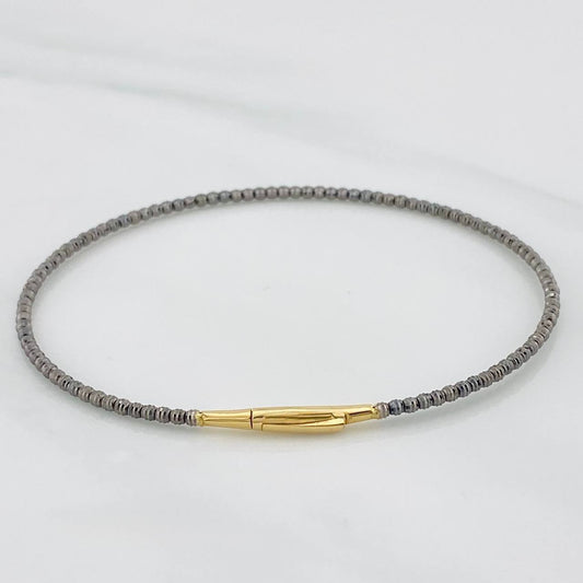 Pulso Aro Diamantado 2.7g / 17cm / 1.7mm Dos Oros Negro Amarillo 18K