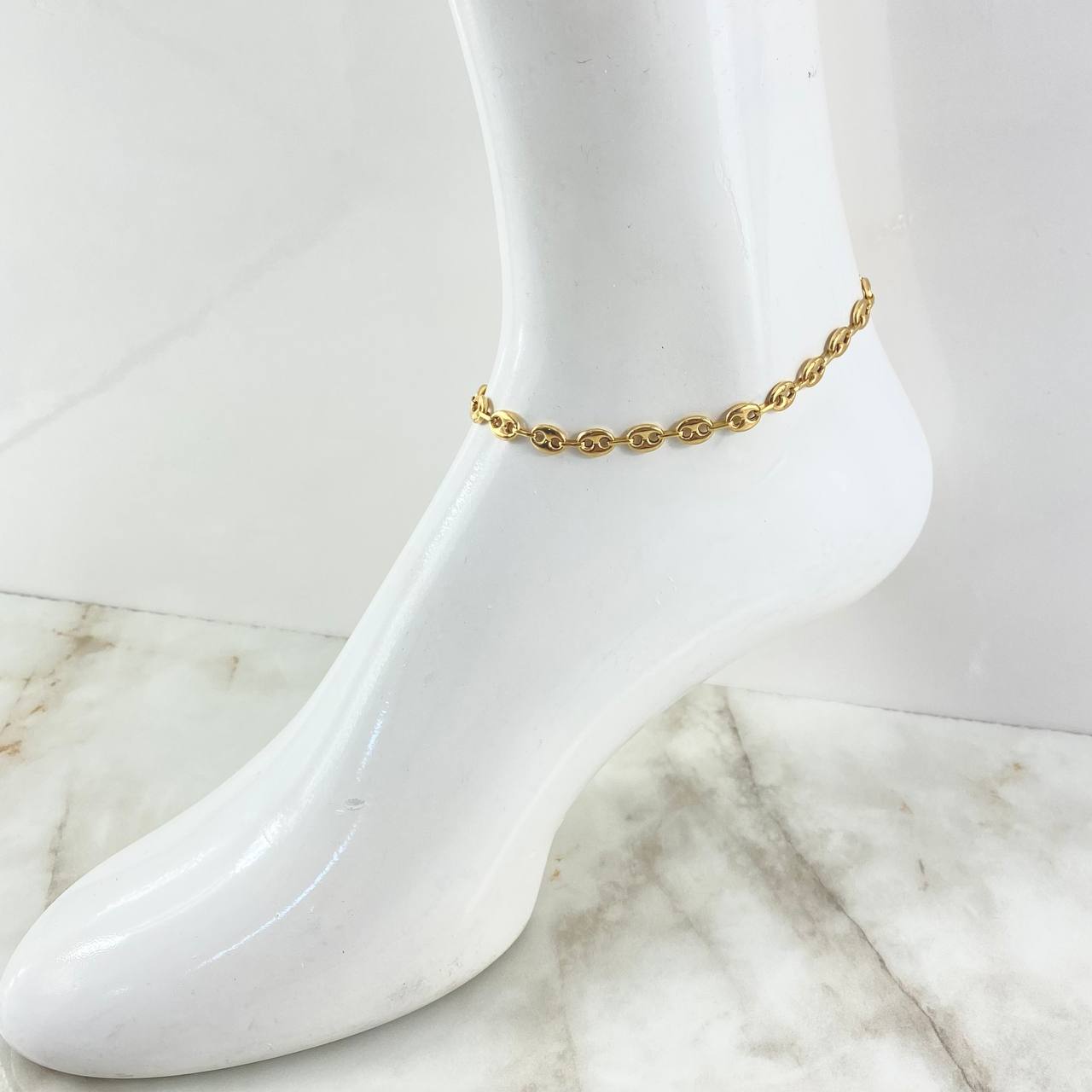 Tobillera GC 5.95gr / 23cm / 6.3mm Liso Oro Amarillo 18K ©