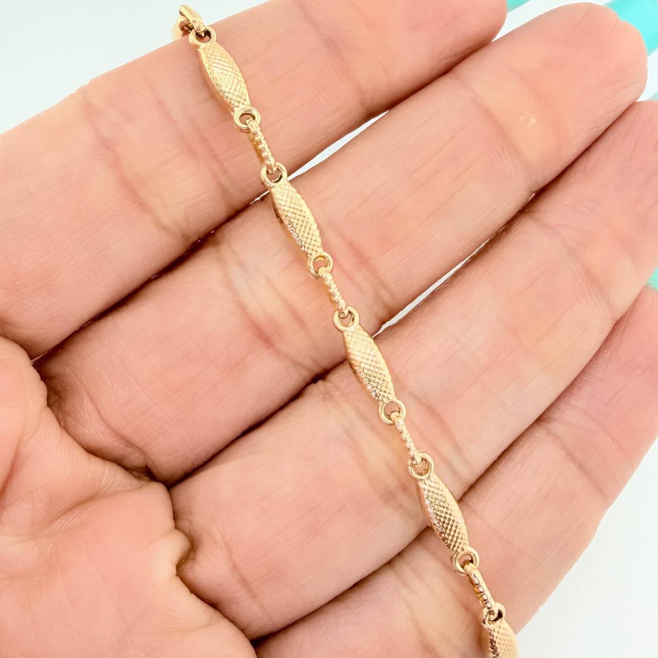 Tobillera Rustico Eslabon 4.85gr / 26cm / 2.46mm Oro Amarillo 18K %