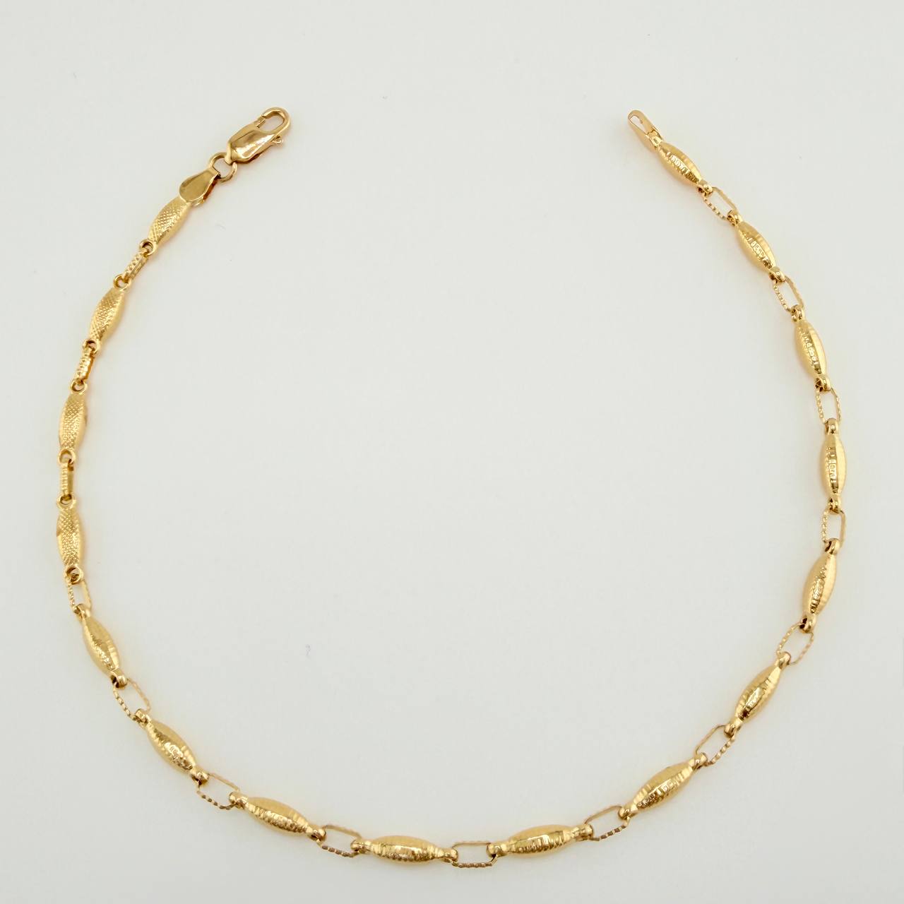 Tobillera Rustico Eslabon 4.85gr / 26cm / 2.46mm Oro Amarillo 18K %