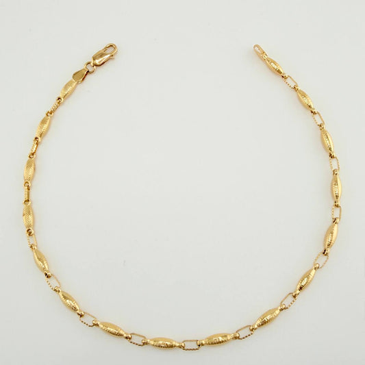 Tobillera Rustico Eslabon 4.85gr / 26cm / 2.46mm Oro Amarillo 18K %