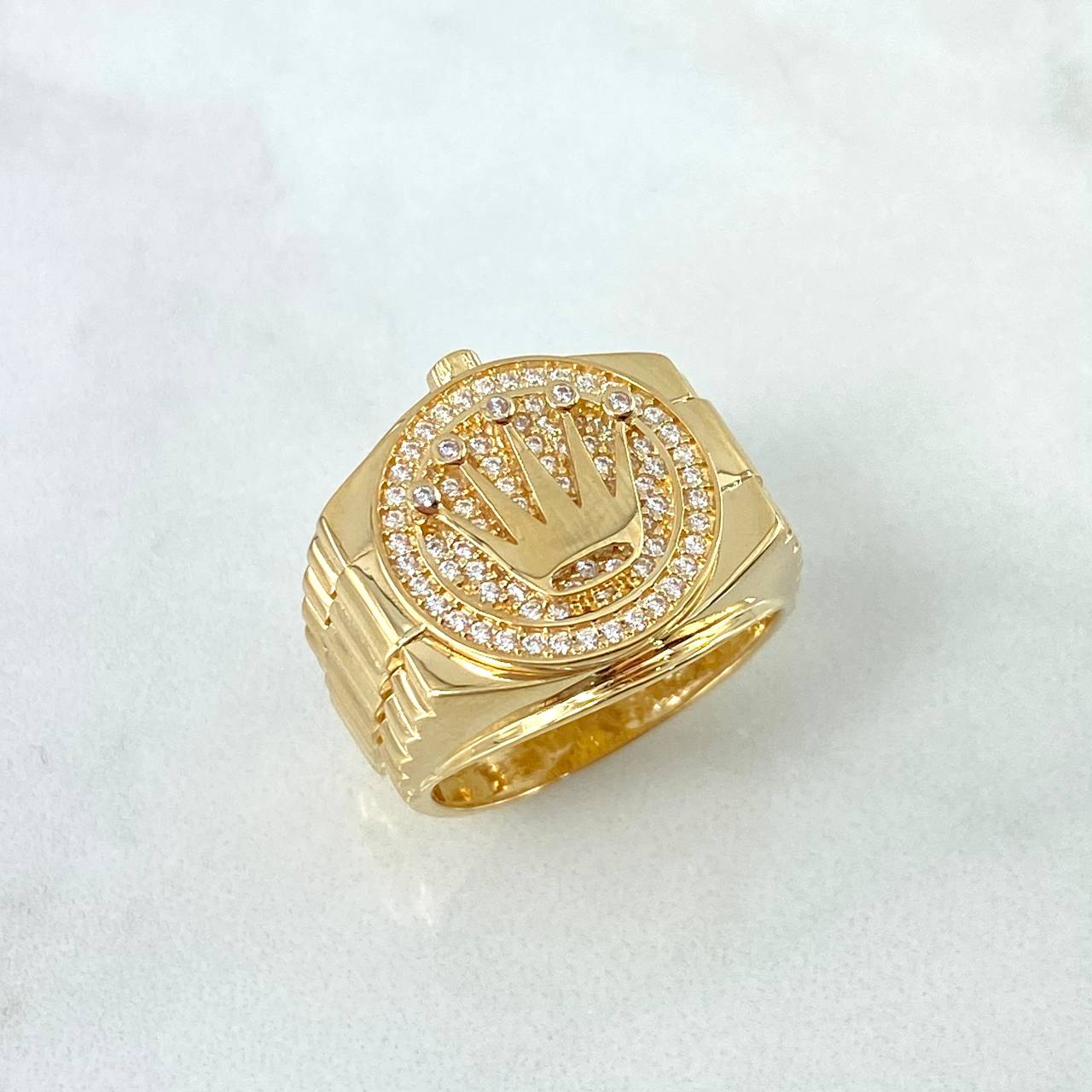 Anillo Correa RX 7.5gr / T9 1/4 / Circones Blancos Oro Amarillo