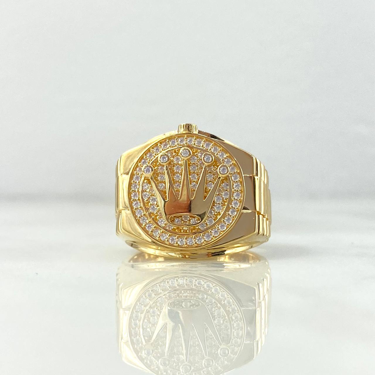 Anillo Correa RX 7.4gr / T8 1/2 / Circones Blancos Oro Amarillo