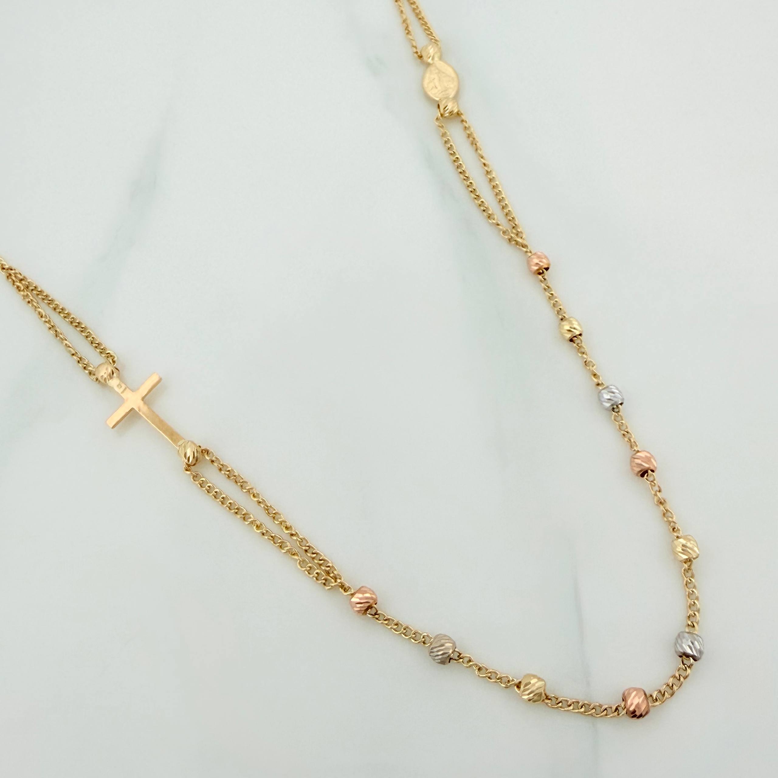 Cadena Denario virgen de la milagrosa 3.85g / 45.05cm / 2.6mm Tres Oros 18K