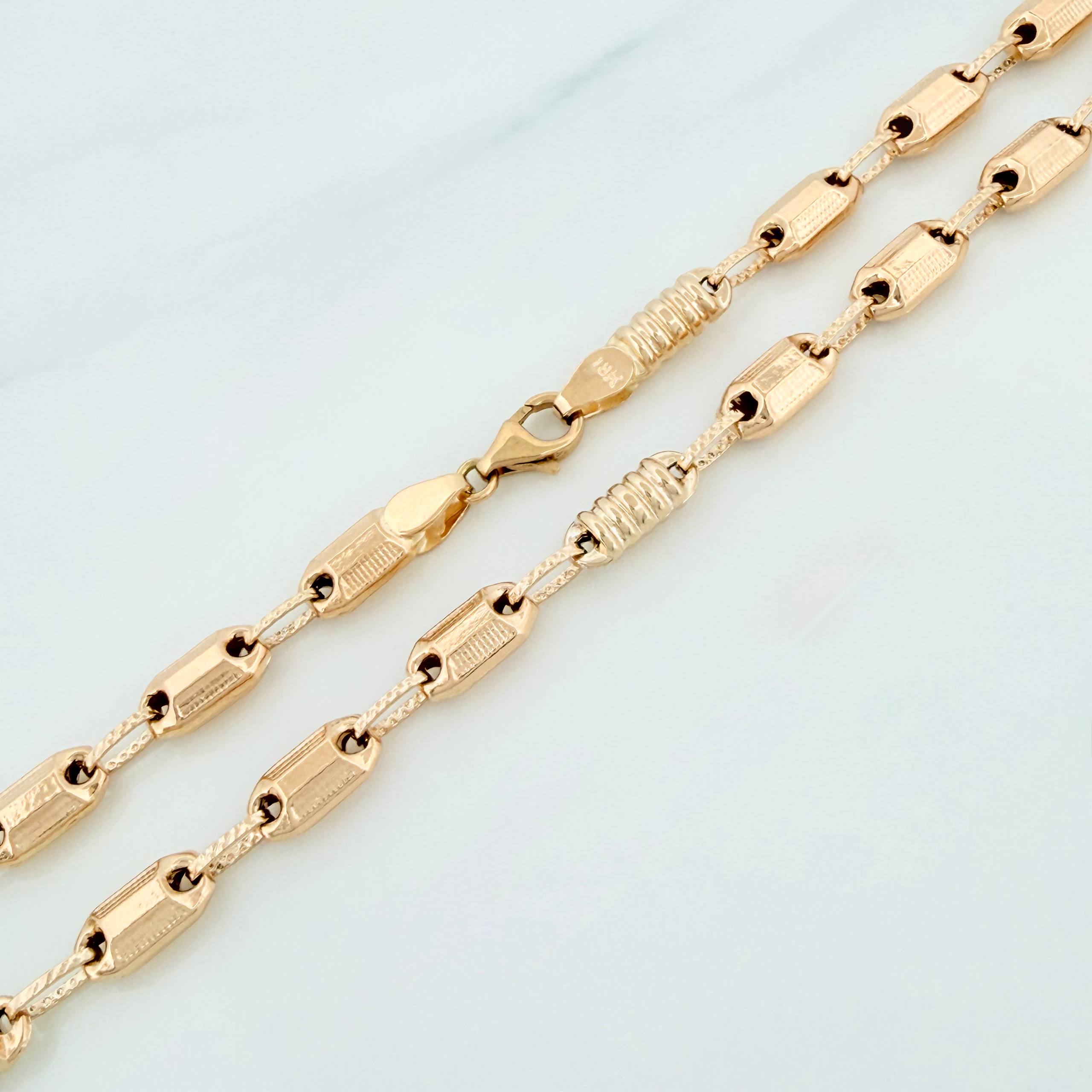 Cadena Rustica burbuja tornillo 13.5g / 60.5cm / 4.6mm Oro Amarillo 18K