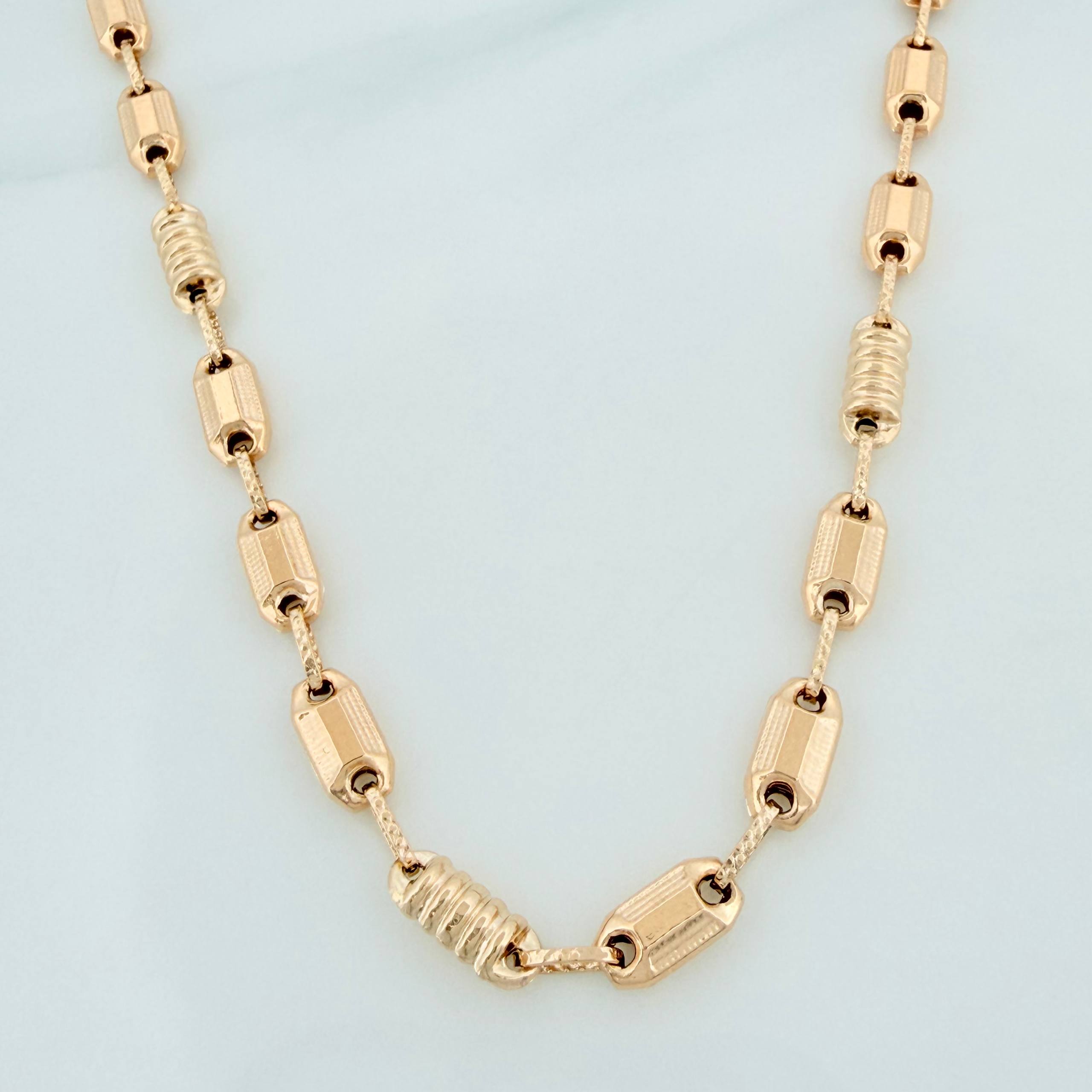 Cadena Rustica burbuja tornillo 13.5g / 60.5cm / 4.6mm Oro Amarillo 18K