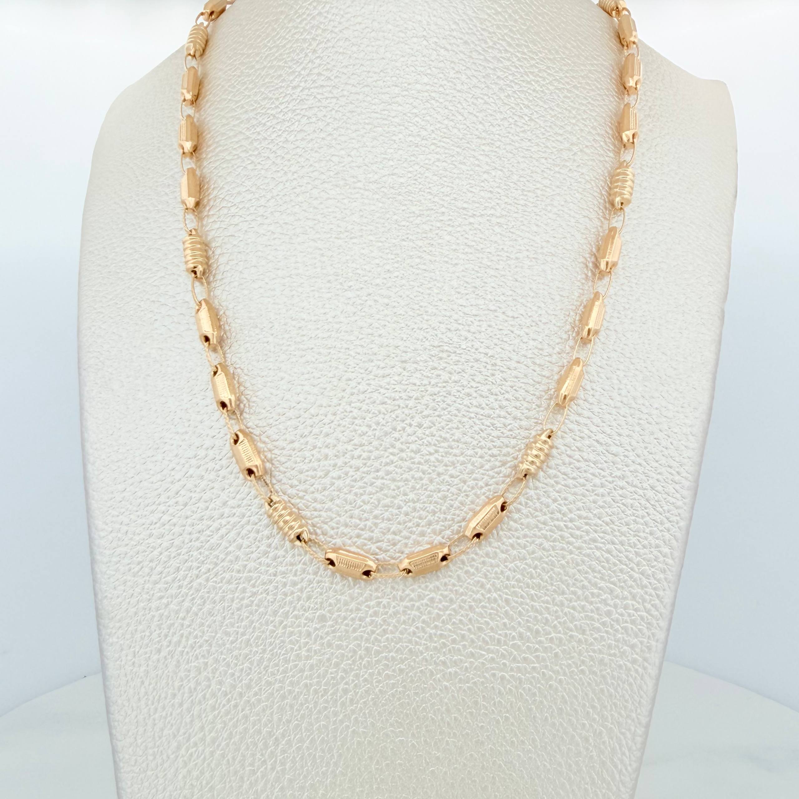 Cadena Rustica burbuja tornillo 13.5g / 60.5cm / 4.6mm Oro Amarillo 18K