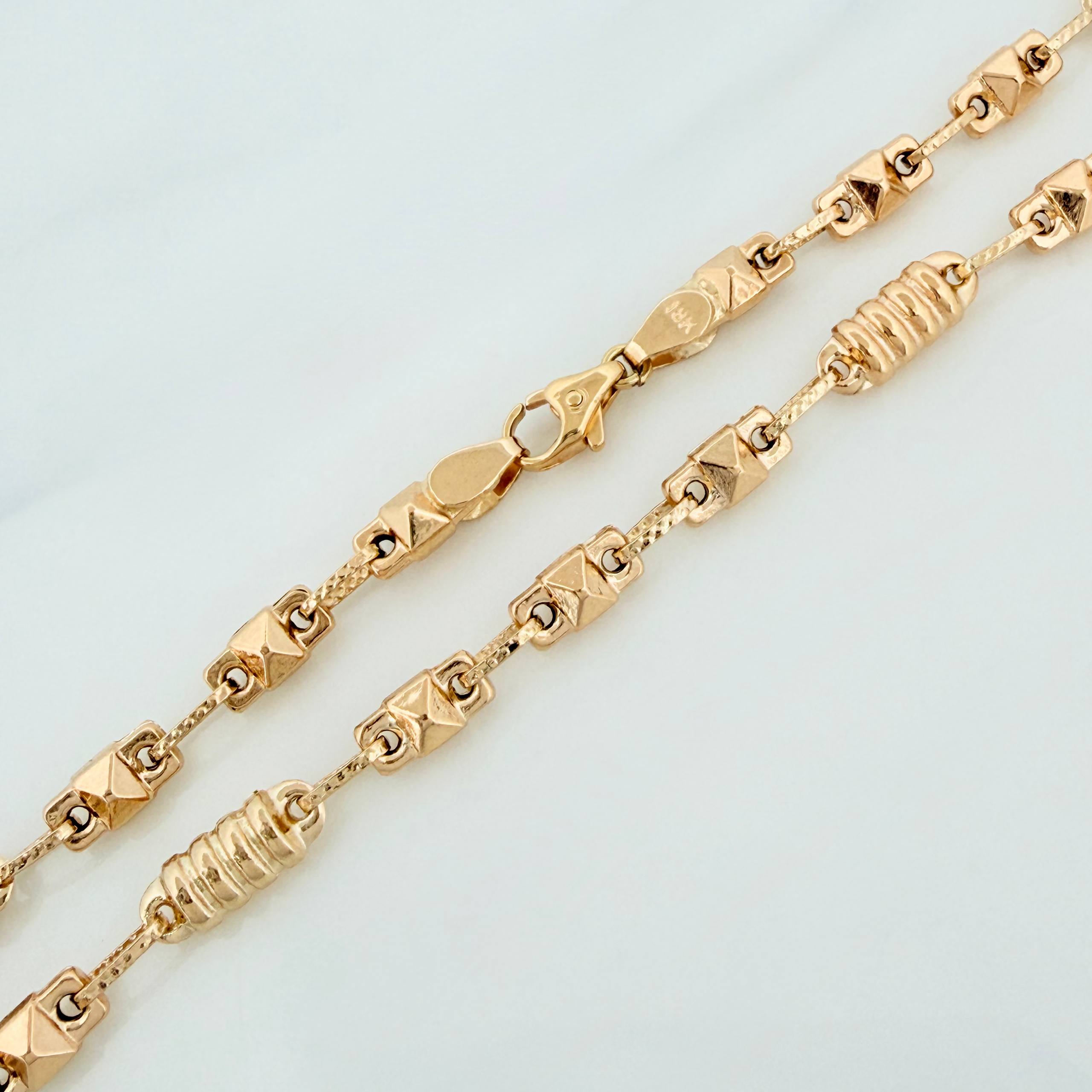 Cadena Rustica rombo tornillo 13.6g / 61.5cm / 4.7mm Oro Amarillo 18K