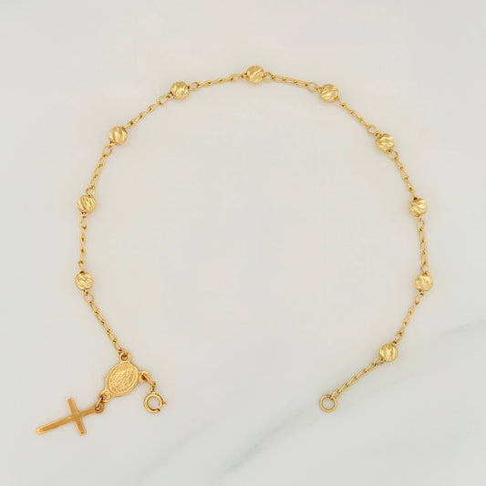Pulso Denario virgen milagrosa 2.85g / 20cm / 3.6mm Tres Oros 18K