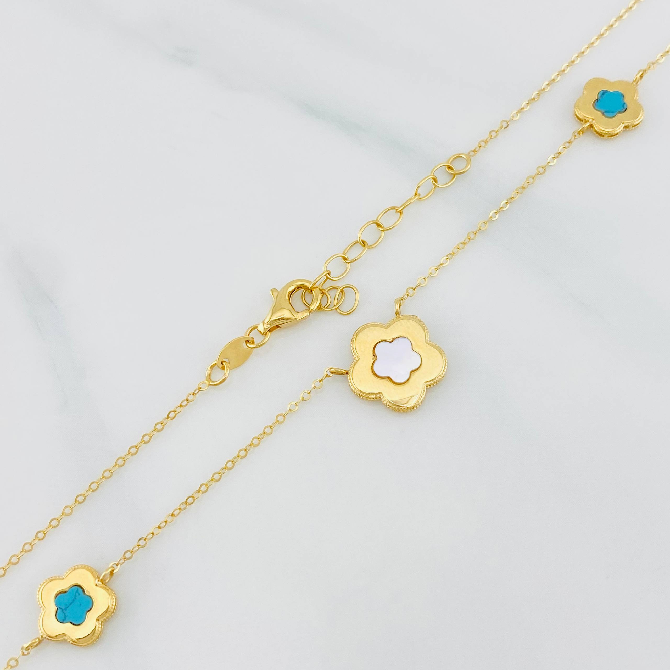 Cadena Aro seguido flor 2.85g / 45cm / 0.6mm Oro Amarillo 18K